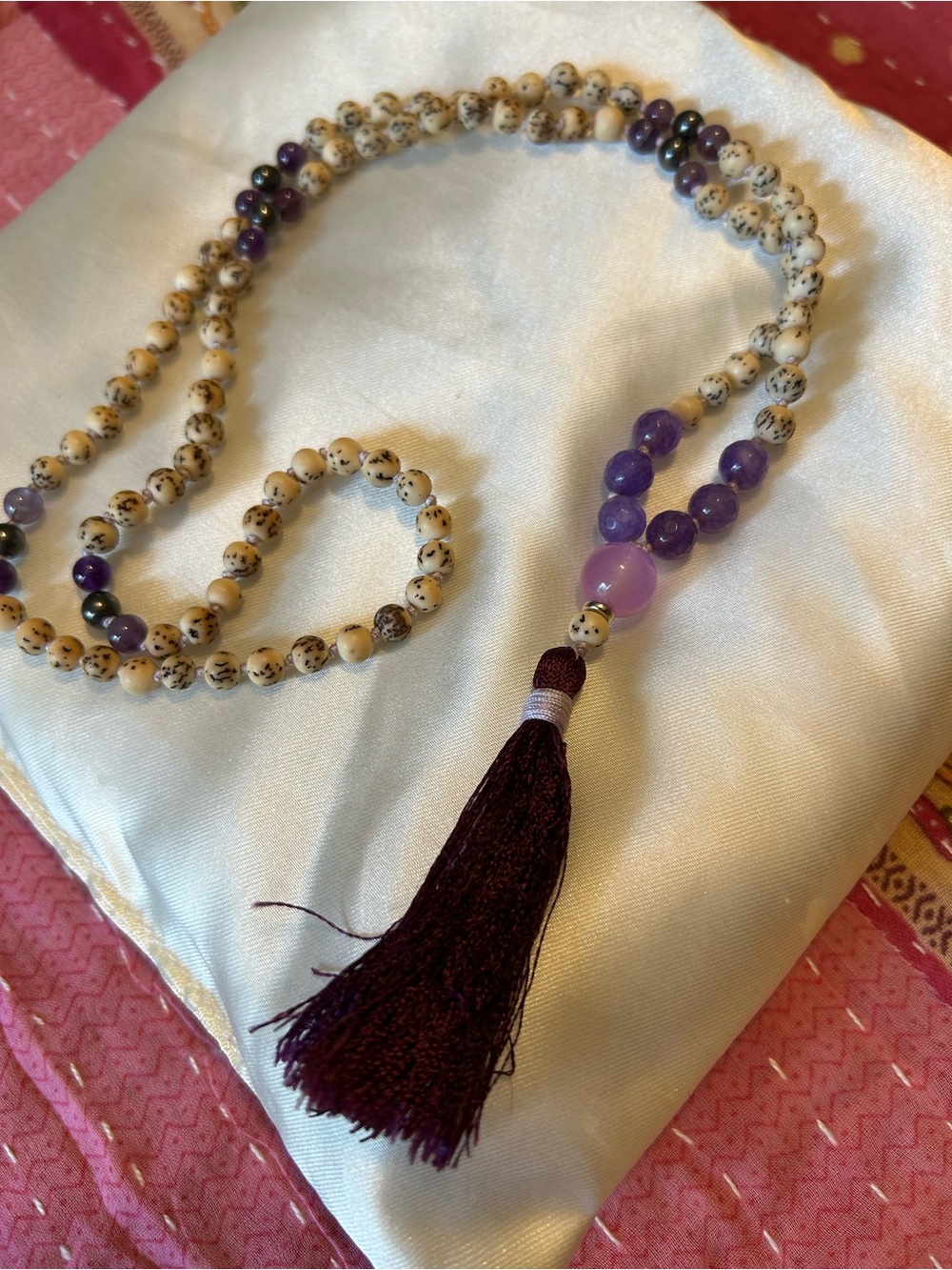 Amethyst & Jasper Beaded Mala Necklace - Women Jewelry